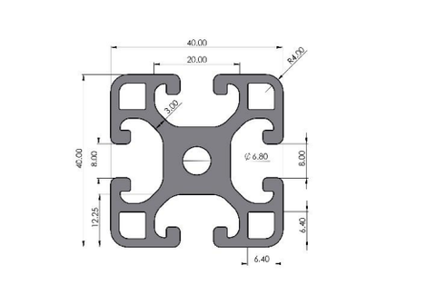 Systemprofil 40x40 Nut 8 leicht