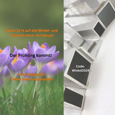 Rabattaktion für Winkelprofile und Vierkantrohre geht bis Ostern in die Verlängerung! 15 % Rabatt - Code: Winkel2024