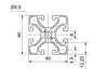 Zeichnerische Darstellung von einem Aluminium Systemprofil